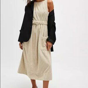 Free People The Other Side Corduroy Midi Dress Adjustable Shoulder S